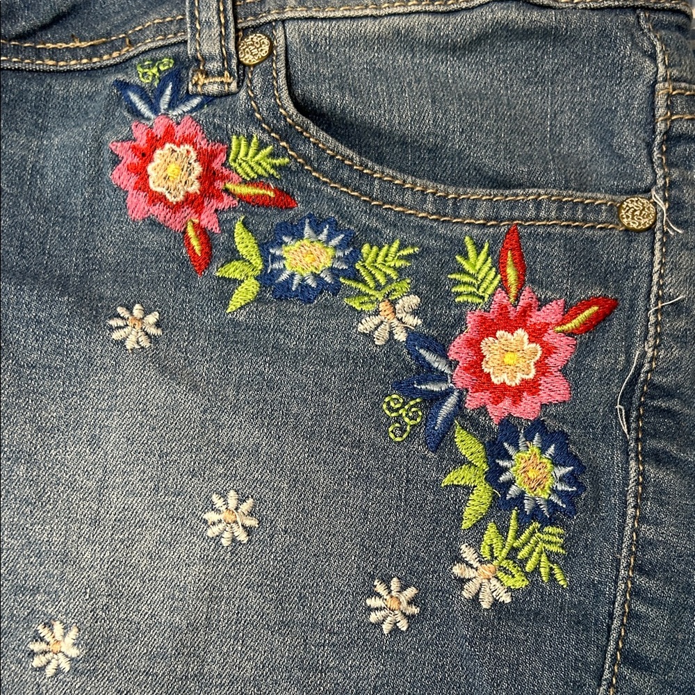 Rue21 Blue Jean Shorts with Floral Embroidery - Picture 2 of 6